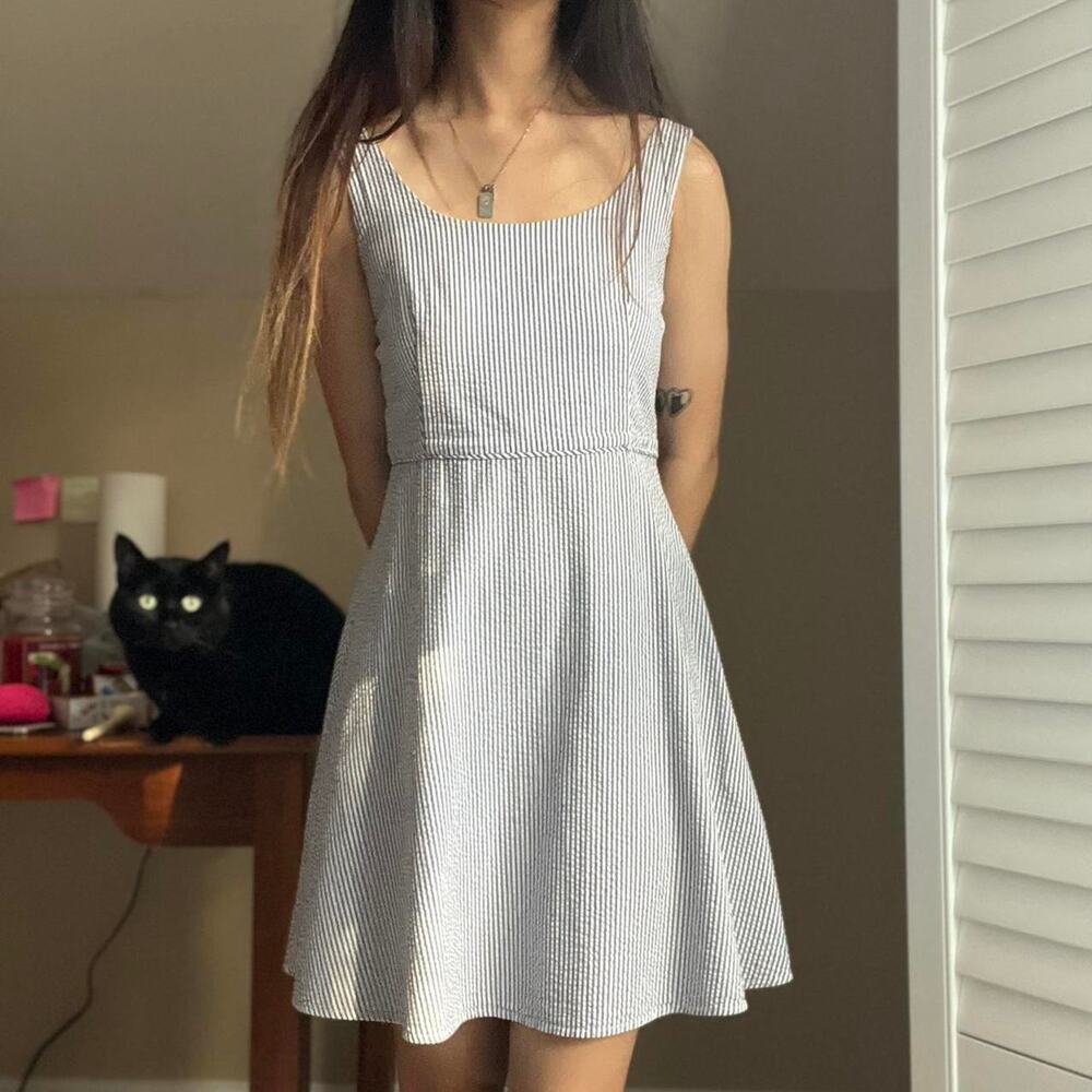 Blue white striped uniqlo cotton dress